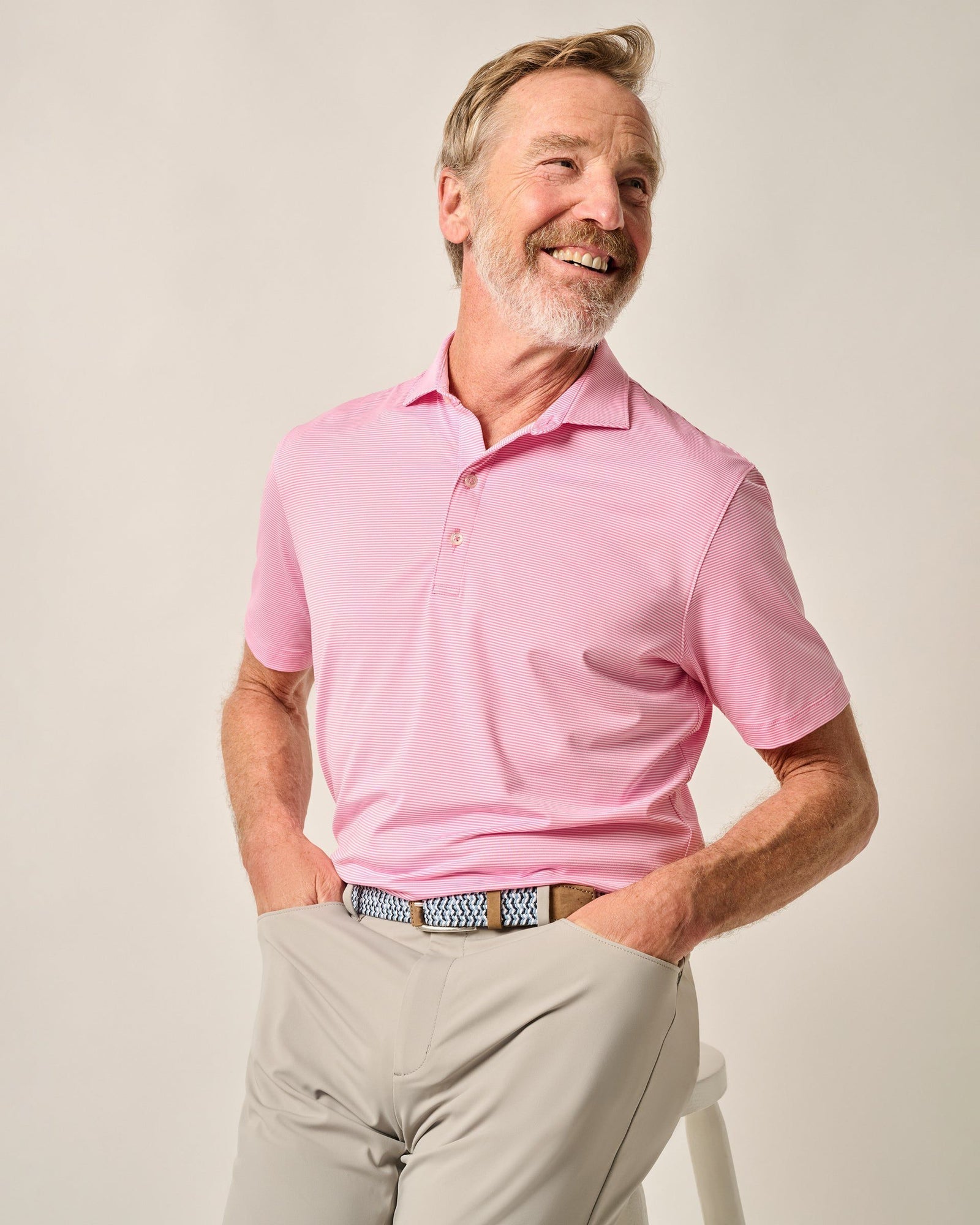 Johnnie-O Men's Lyndon Striped Prep Performance Jersey Polo