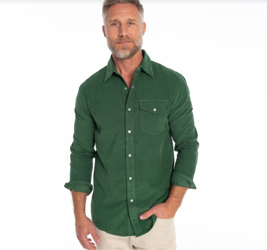 Criquet Men's Long Sleeve Corduroy Pearl Snap